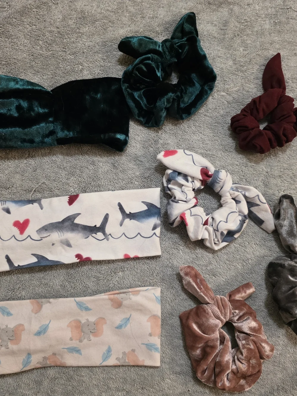 Mixed Headband and Scrunchie Set - Pink, Teal, Brown, Gray, White